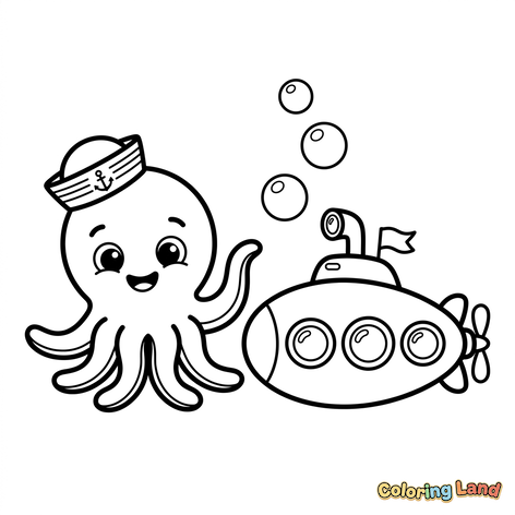 Sailor Octopus and Submarine