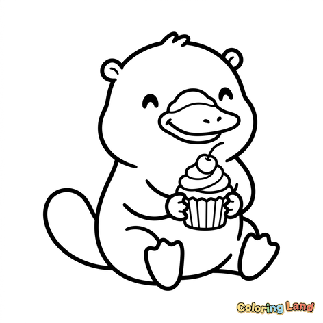 Simpatico Ornitorinco con un Cupcake