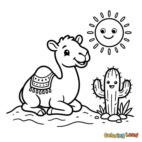 Happy Camel in the Desert
