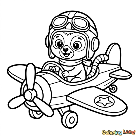 Puppy Pilot in a Propeller Plane
