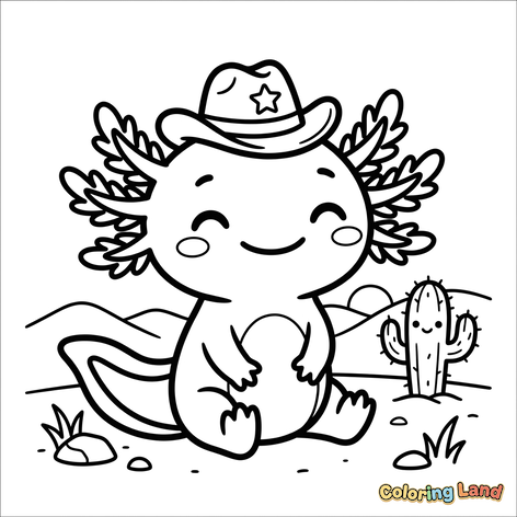 Cowboy Axolotl in the Desert