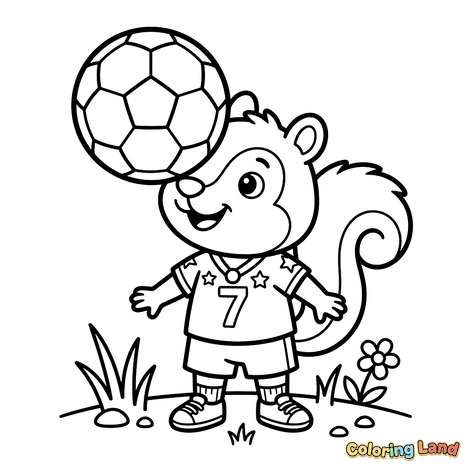 Fußballspielendes Eichhörnchen