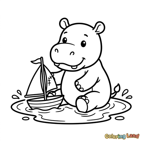 Bayi Kuda Nil dengan Perahu Layar