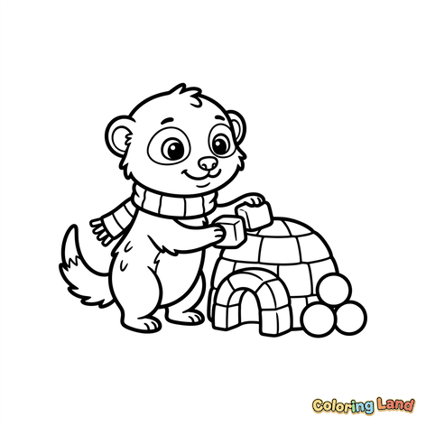 Mignonne Loutre Construisant un Igloo de Neige