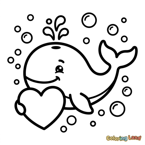 Mignonne Baleine avec Cœur