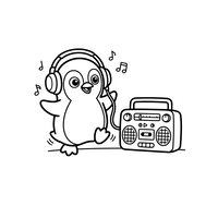 Pinguin Dansând cu Boombox