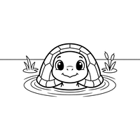 Linda Tortuga Bebé en un Estanque