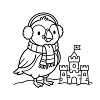 Winter Bird and Sandcastle