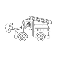 Dalmatische Brandweerhond Rijdt Brandweerwagen