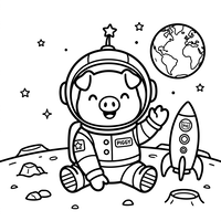 Space Pig Astronaut on the Moon