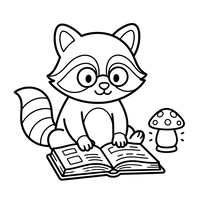 Studious Raccoon with Mushroom