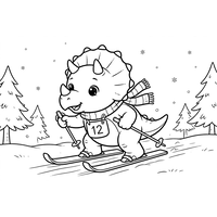 Skikjørende Triceratops om Vinteren