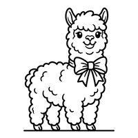 Söt Fluffig Lama med Rosett