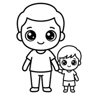 Süßer Vater und Sohn halten Händchen