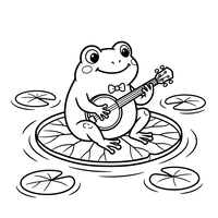 Grenouille musicienne sur un nénuphar