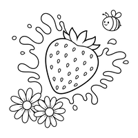 Aardbei Spat met Bij en Madeliefjes