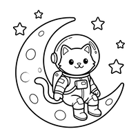 Chat Astronaute sur la Lune