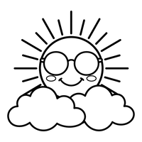 Blije Zon met Bril en Wolken