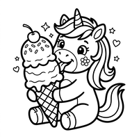 Słodki Jednorożec z Gigantycznymi Lodami