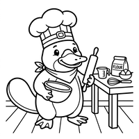 L'Ornithorynque Chef Cuisine dans la Cuisine