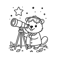Astronom-bæver kigger på stjernerne