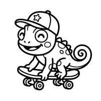 Bunglon Skater dengan Topi