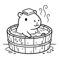 Capybara dans un bain chaud