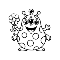 Monstre Tacheté Heureux avec une Fleur