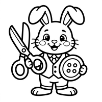 Tailor Bunny with Scissors and Button