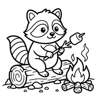 Cute Raccoon Roasting Marshmallows