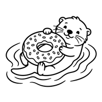 Simpatica lontra con una ciambella