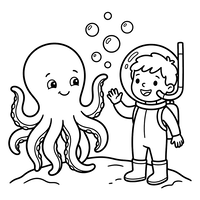 Subacqueo e Polpo Amichevole Sott'acqua