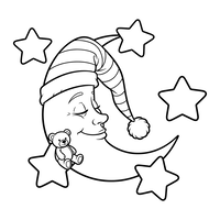 Sleeping Moon with Stars and Teddy Bear
