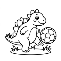 Cute Stegosaurus Playing Soccer