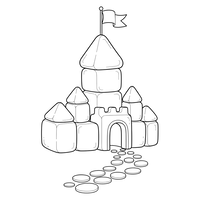 Castelo de Areia com Bandeira e Caminho