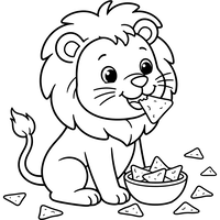 Süßes Löwenbaby isst Tortilla-Chips