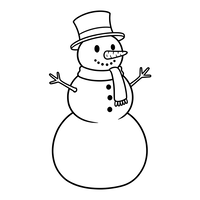 Klassischer Schneemann mit Zylinder und Schal