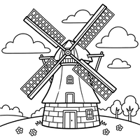 Traditionele Windmolen in een Rustiek Landschap