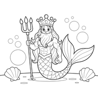 Merman King with Trident and Crown