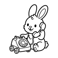 Cute Bunny with Rotary Phone