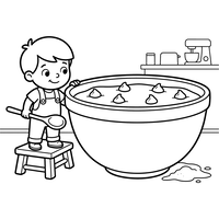 Menino Pequeno Assando na Cozinha