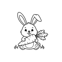 Glücklicher Hase mit einer Karotte