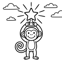 Singe Heureux avec Étoile Magique