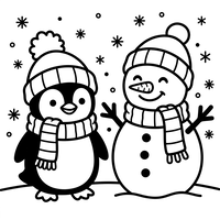 Teman Musim Dingin Penguin dan Boneka Salju