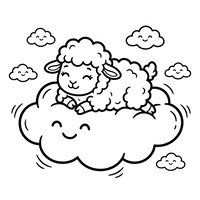 Happy Sheep on a Smiling Cloud