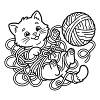 Chaton joueur avec pelote de laine