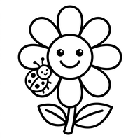 Happy Flower and Ladybug