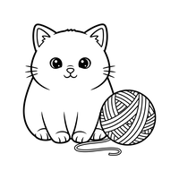 Entzückende Katze mit Wollknäuel