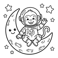 Monkey Astronaut on the Moon