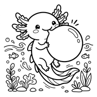 Cute Axolotl Blowing a Bubble